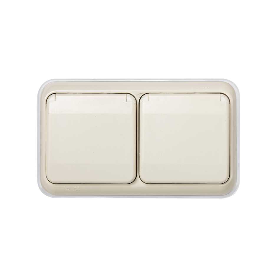 Cadre avec couvercle articulé pour 2 éléments ivoire Simon Aqua