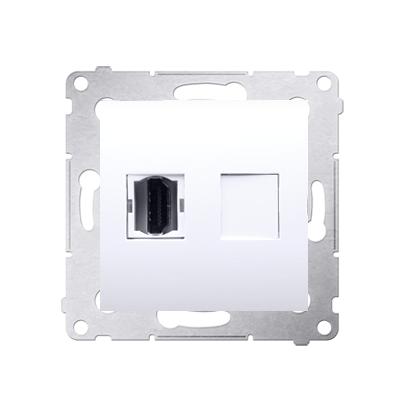 Prise HDMI connexion à vis avec griffes blanc Simon 54