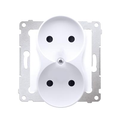 Double prise de courant 2x2P connexion à vis avec griffes blanc Simon 54