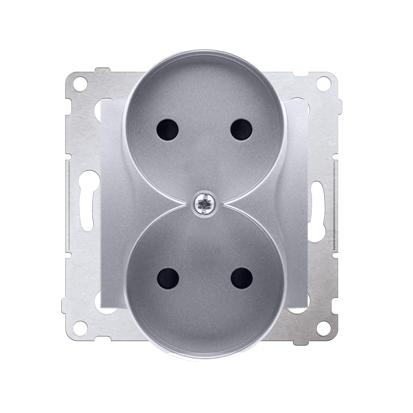 Double prise de courant 2x2P connexion à vis avec griffes aluminium Simon 54