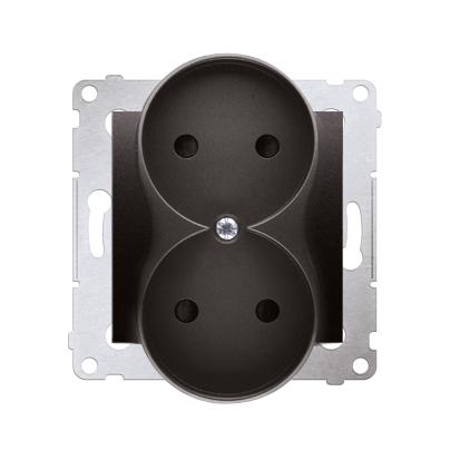 Double prise de courant 2x2P connexion à vis avec griffes graphite Simon 54