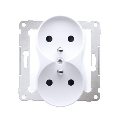 Double prise de courant 2x2P+T connexion à vis avec griffes blanc Simon 54