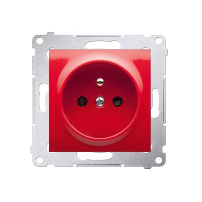 Prise de courant rouge 2P+T connexion à vis avec griffes Simon 54