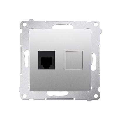 Prise télephone RJ12 connexion à vis avec griffes aluminium Simon 54