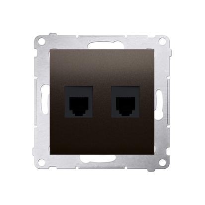 Double prise télephone RJ12 connexion à vis avec griffes graphite Simon 54