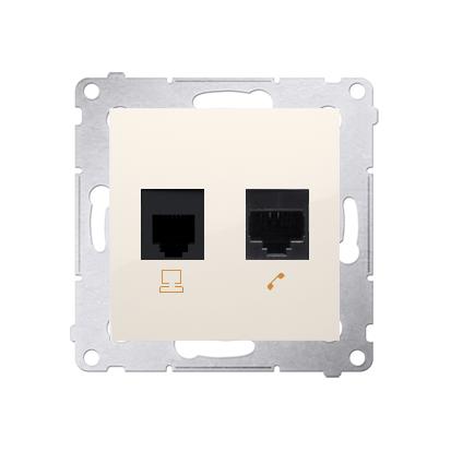 Prise RJ45 + RJ12 connexion à vis avec griffes marfil Simon 54