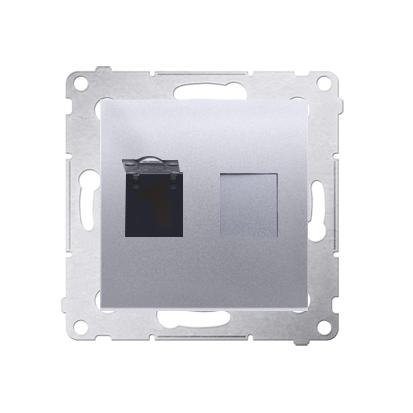 Prise RJ45 cat.6 -couvercle anti-poussière connexion à vis avec griffes aluminium Simon 54