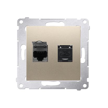 Double prise RJ45 cat.6 avec couvercle anti-poussière connexion à vis avec griffes cava Simon 54