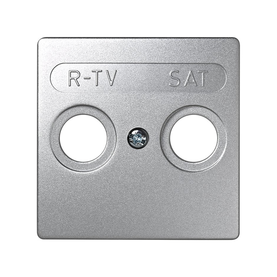 Накладка для розетки R-TV+SAT с пиктограммой "R-TV SAT" цвета алюминий Simon 73 Loft