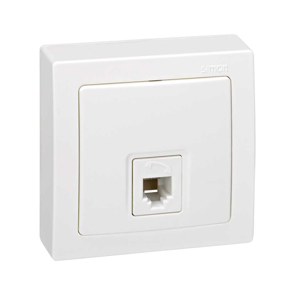 Telephone socket monoblock with 6 pins RJ12 white Simon 73 Loft