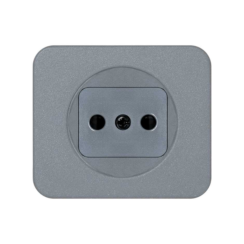 Cover with safety device for two-pole socket outlet grey Simon 75