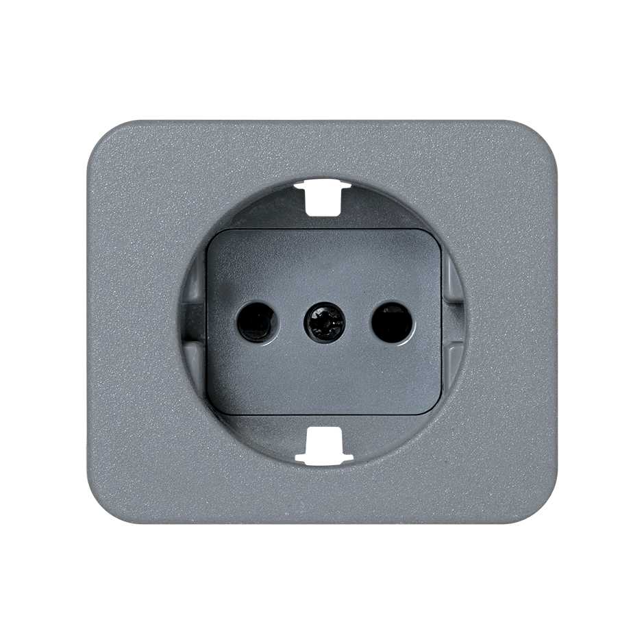 Cover with safety device for German socket outlet grey Simon 75