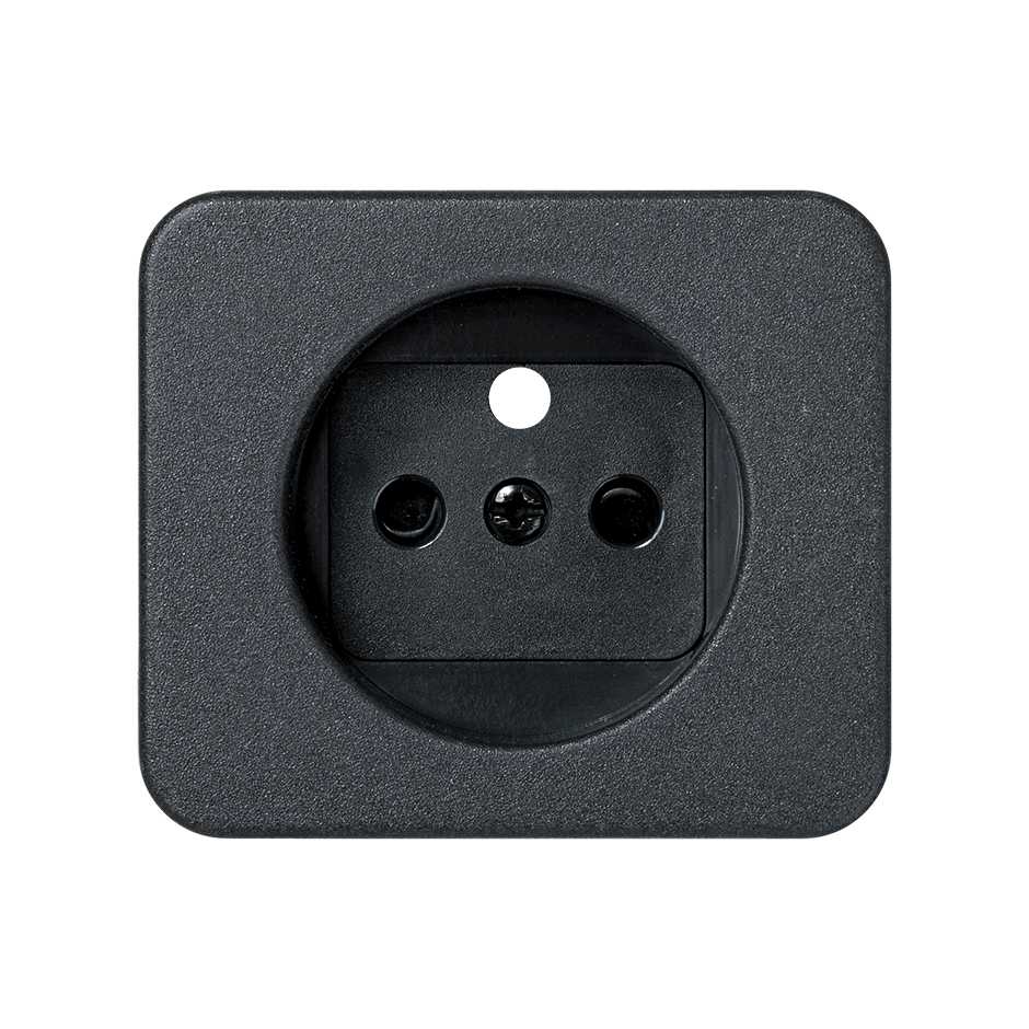 Cover with safety device for French socket outlet graphite Simon 75