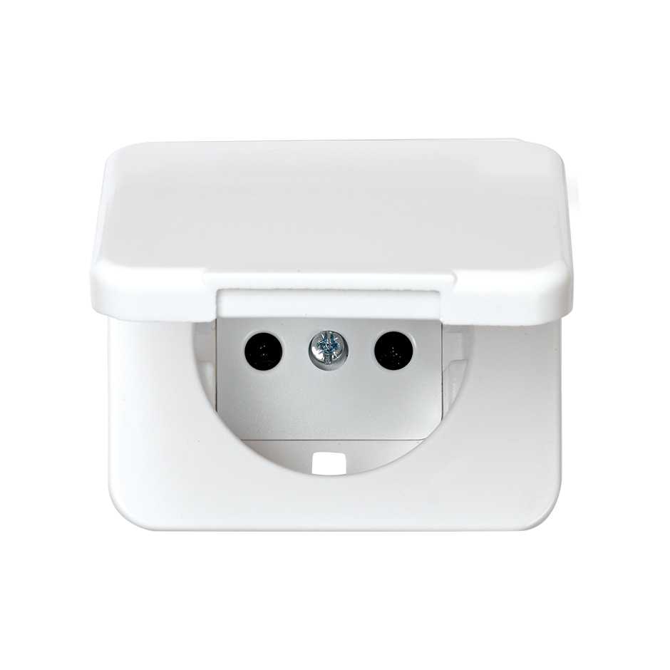 Hinged cover with safety device for German socket outlet white Simon 75