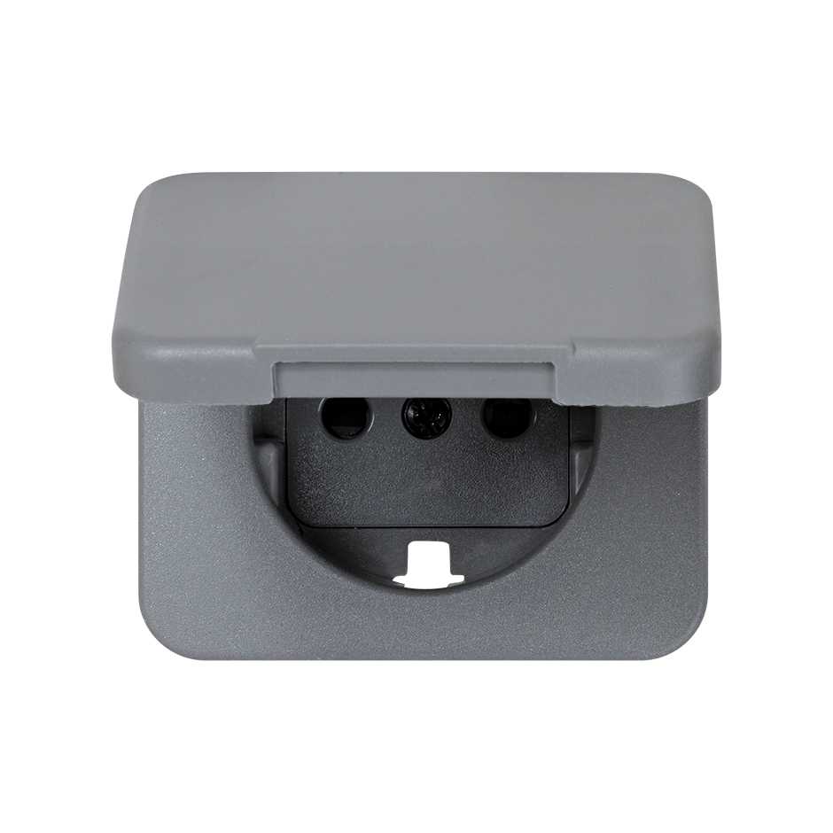 Hinged cover with safety device for German socket outlet grey Simon 75