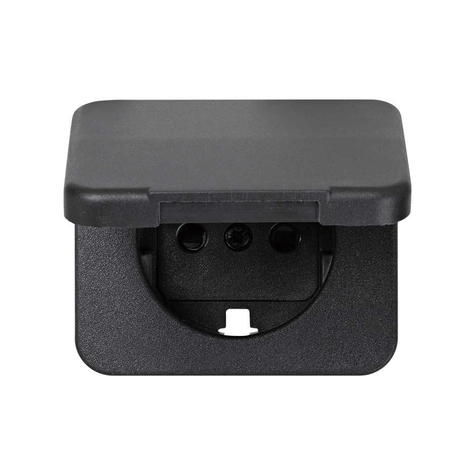 Hinged cover with safety device for German socket outlet graphite Simon 75