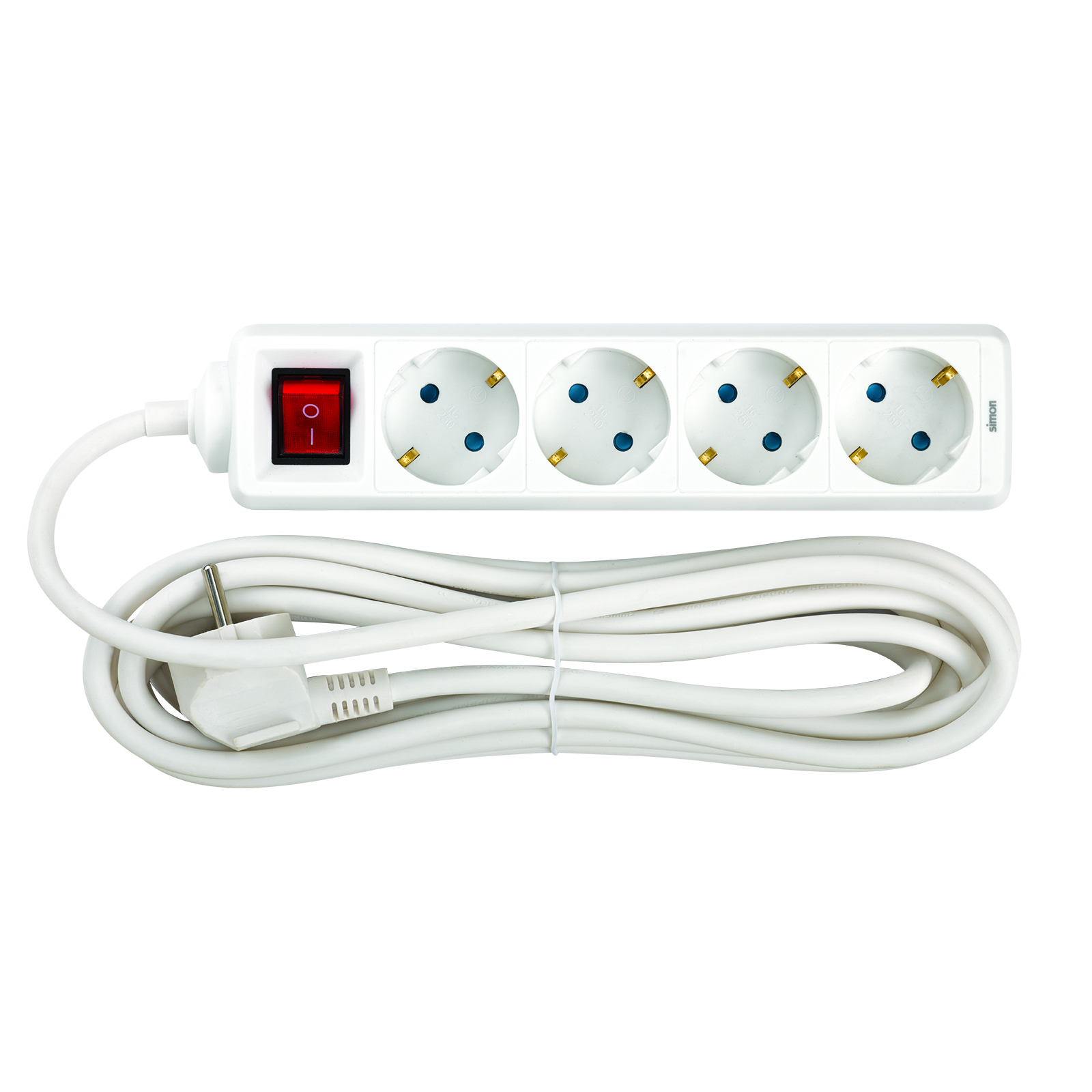POWER STRIP 4 SCHUKO SOCKETS WITH SWITCH 5M WHITE