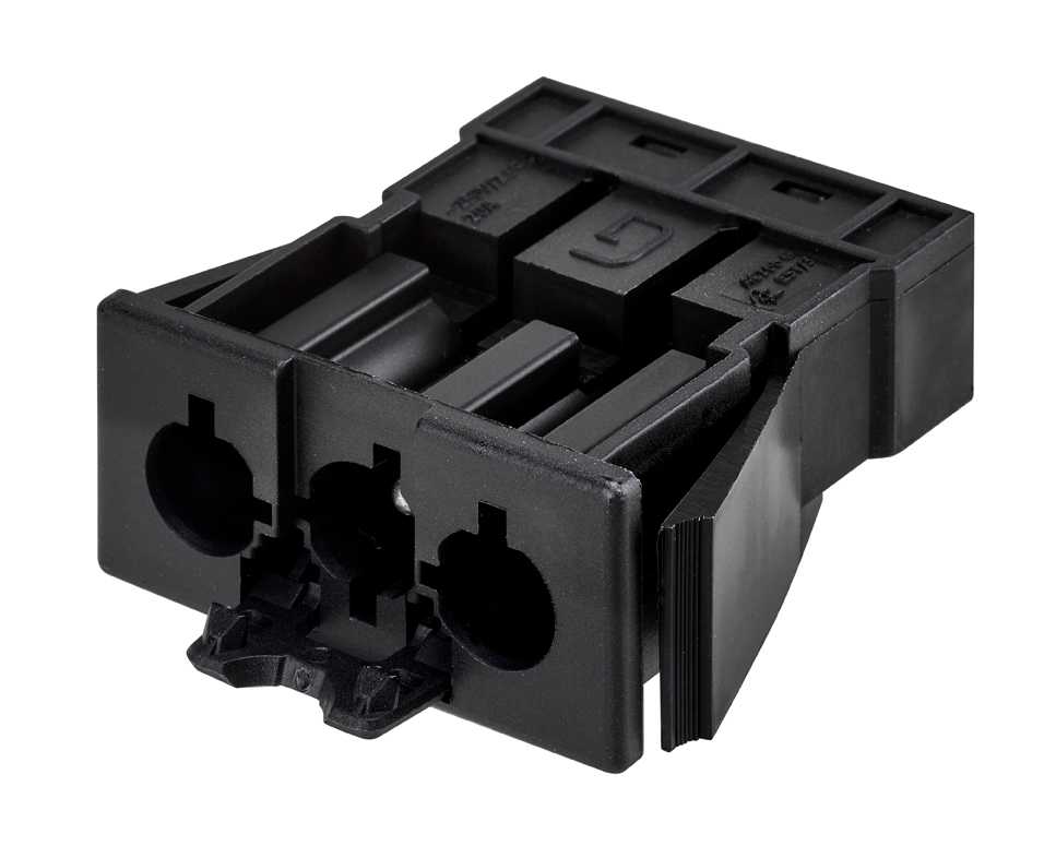 Flush-mounted "Male" quick connector with 3 poles and patch cord locking system Black Simon Electric Wiring