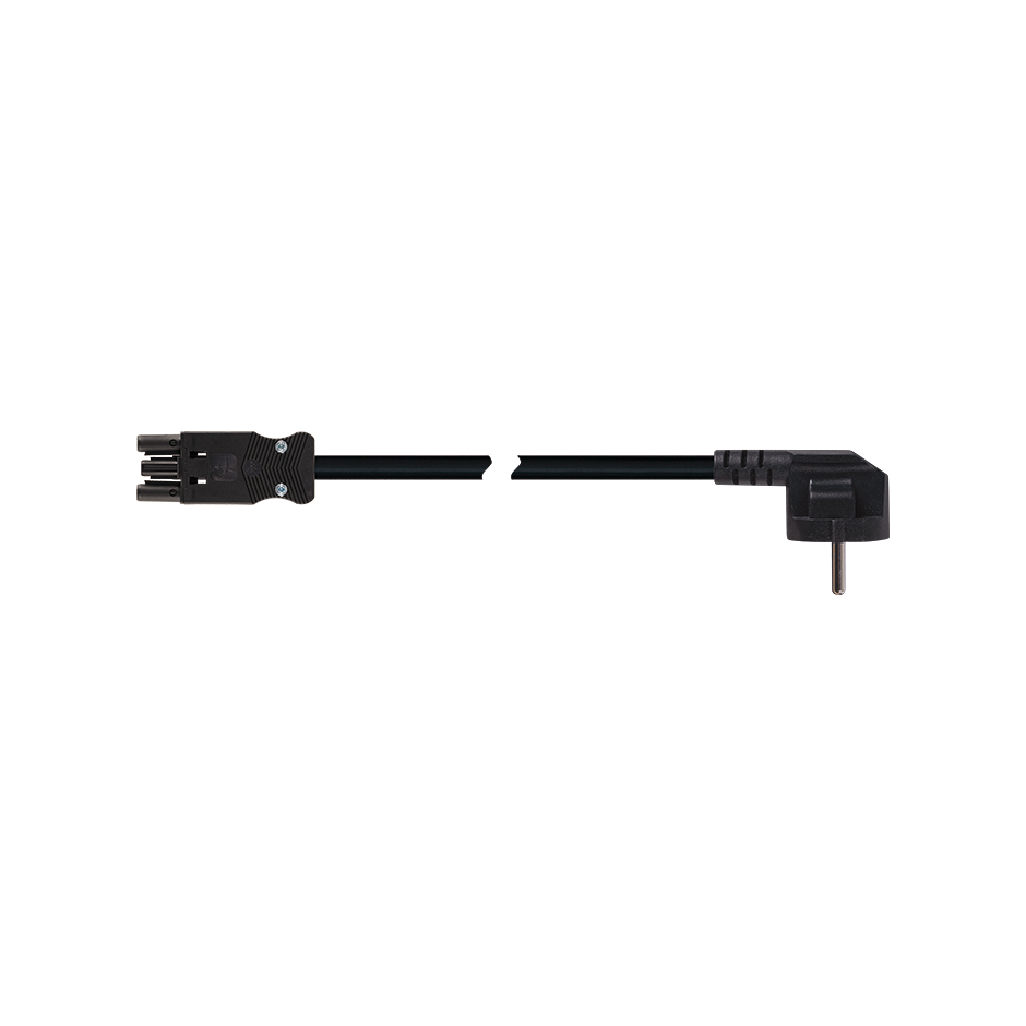 Quick connection patch cord female-Schuko 3-pole 2 meters long in PVC with cross-section of 3 x 1.5mm² Black