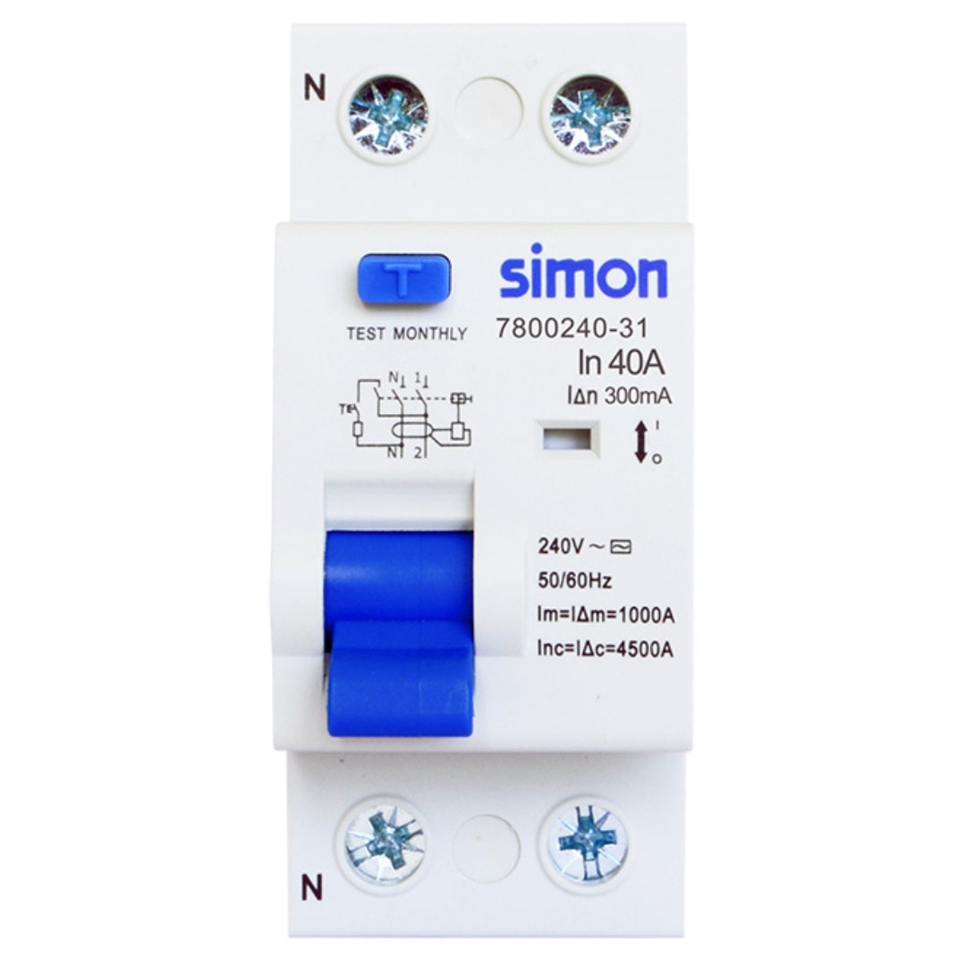 Interrupteur différentiel bipolaire 40A-300mA Simon 780