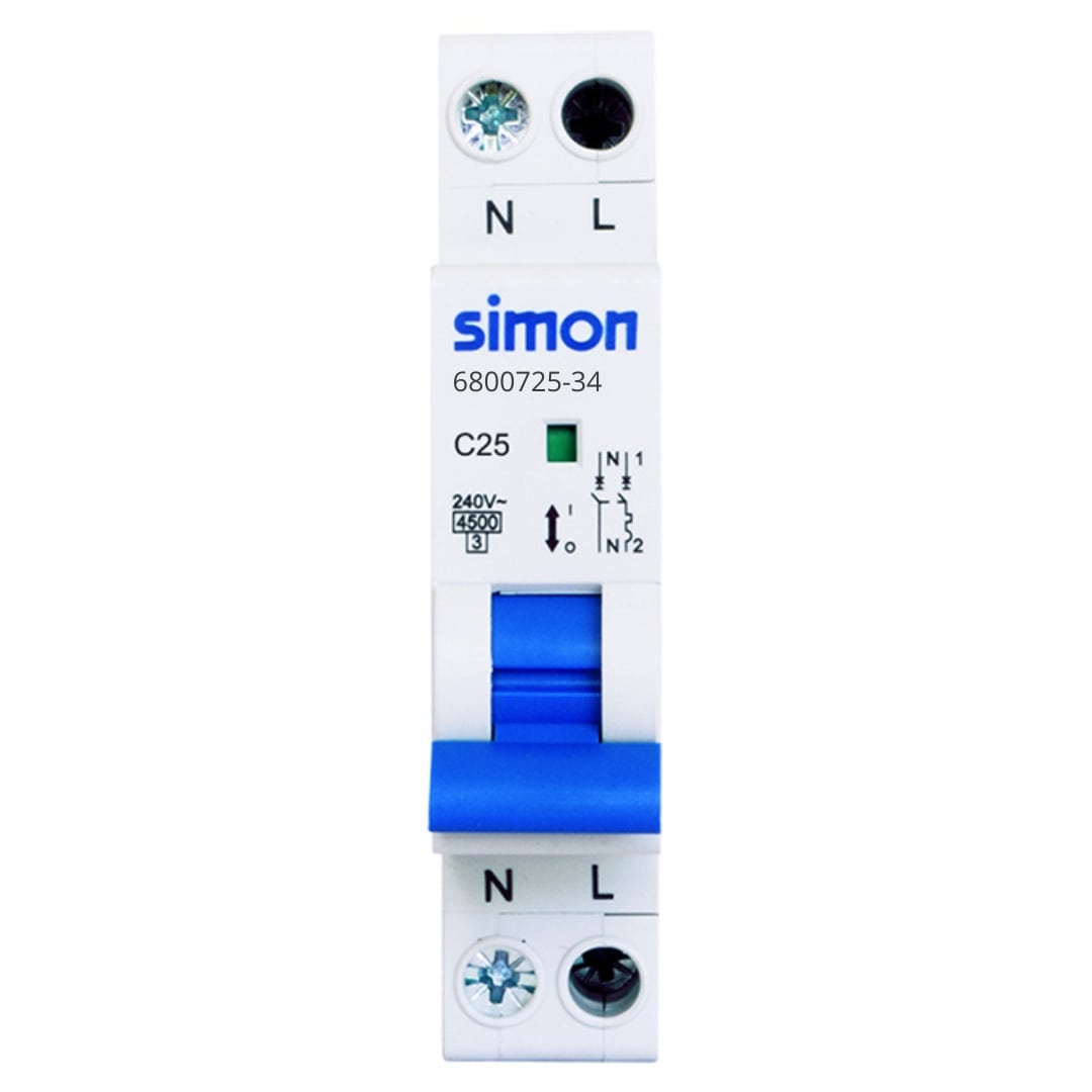 Disjoncteur Unipolaire + Neutre 25A Simon 680