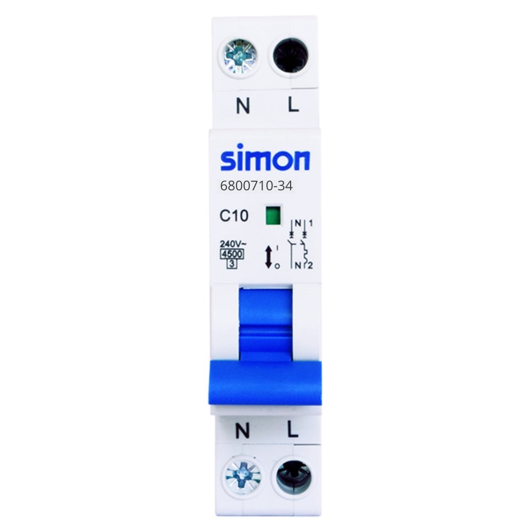 Disjoncteur Unipolaire + Neutre 10A Simon 680