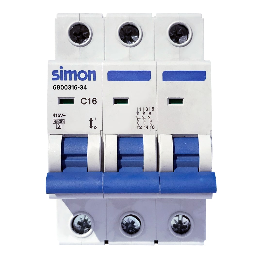 Disjoncteur tripolaire 16A Simon 680
