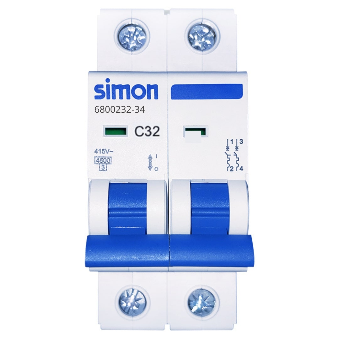 Disjoncteur bipolaire 32A Simon 680