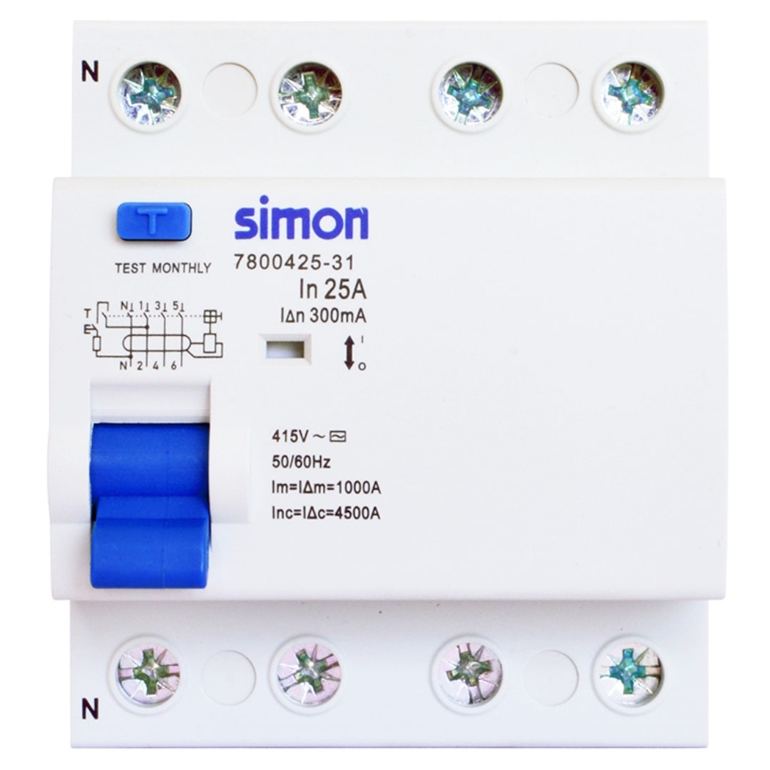 Interrupteur différentiel tétrapolaire 25A-300mA Simon 780