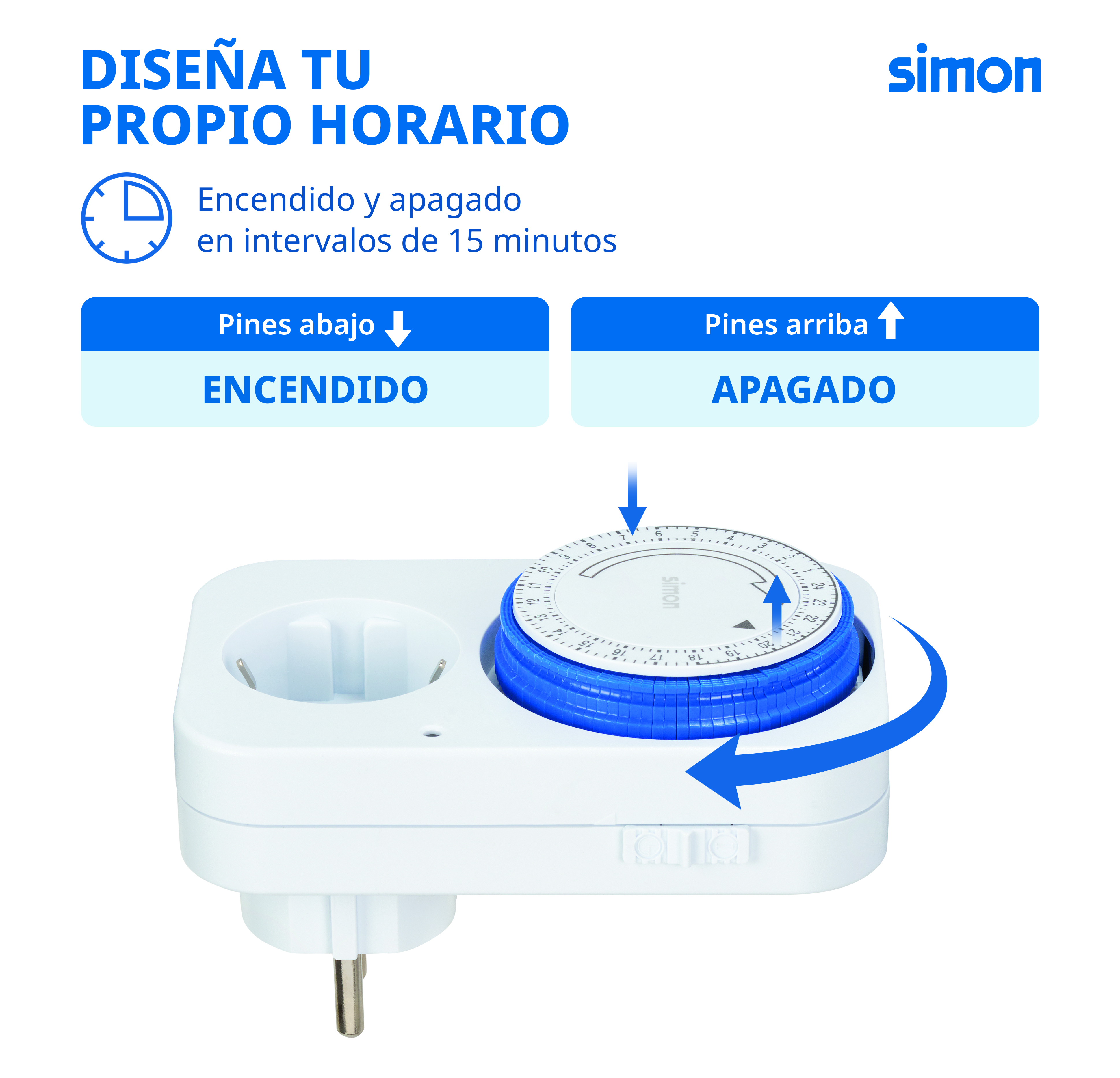 PROGRAMADOR ANALÓGICO DIARIO 16A 230V/50HZ BLANCO SIMON