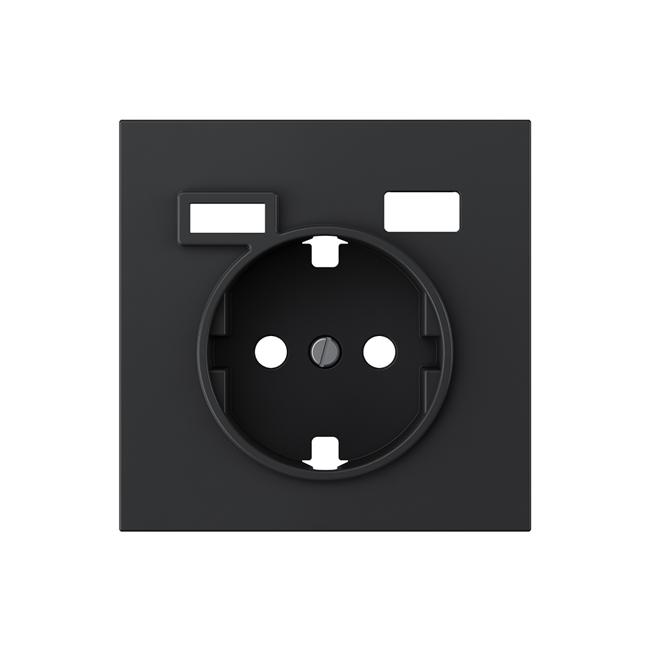 Cover for schuko + 2USB A+C matte black Simon 360