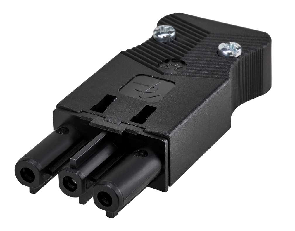 Quick aerial connector "Female" 3-pole with housing for electric patch cord locking system Black Simon Electric Wiring