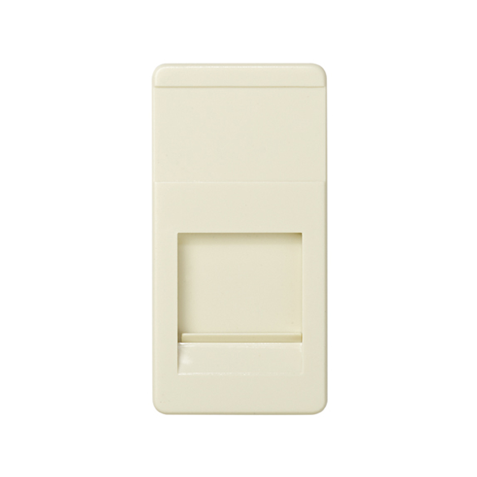 Flat voice and data plate half element with dust cover for 1 Systimax® RJ45 connector ivory Simon 27 Play
