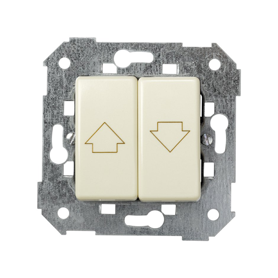 Set of 2 push-button switches for blinds 10A 250V~ without latching and with fast terminal connection ivory Simon 27 Play
