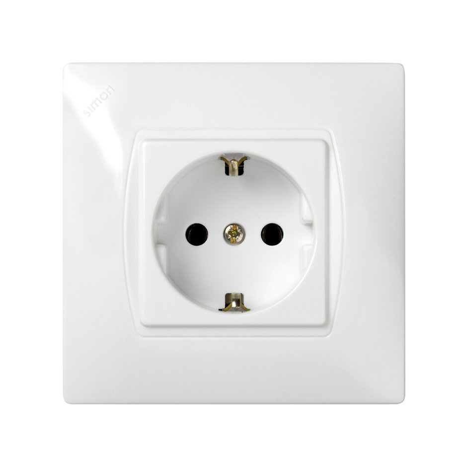German monoblock socket outlet 16A 250V~ with safety device and fast terminal connection white Simon 27