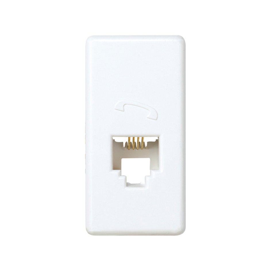 RJ11 telephone socket half element with 4 contacts white Simon 27 Play