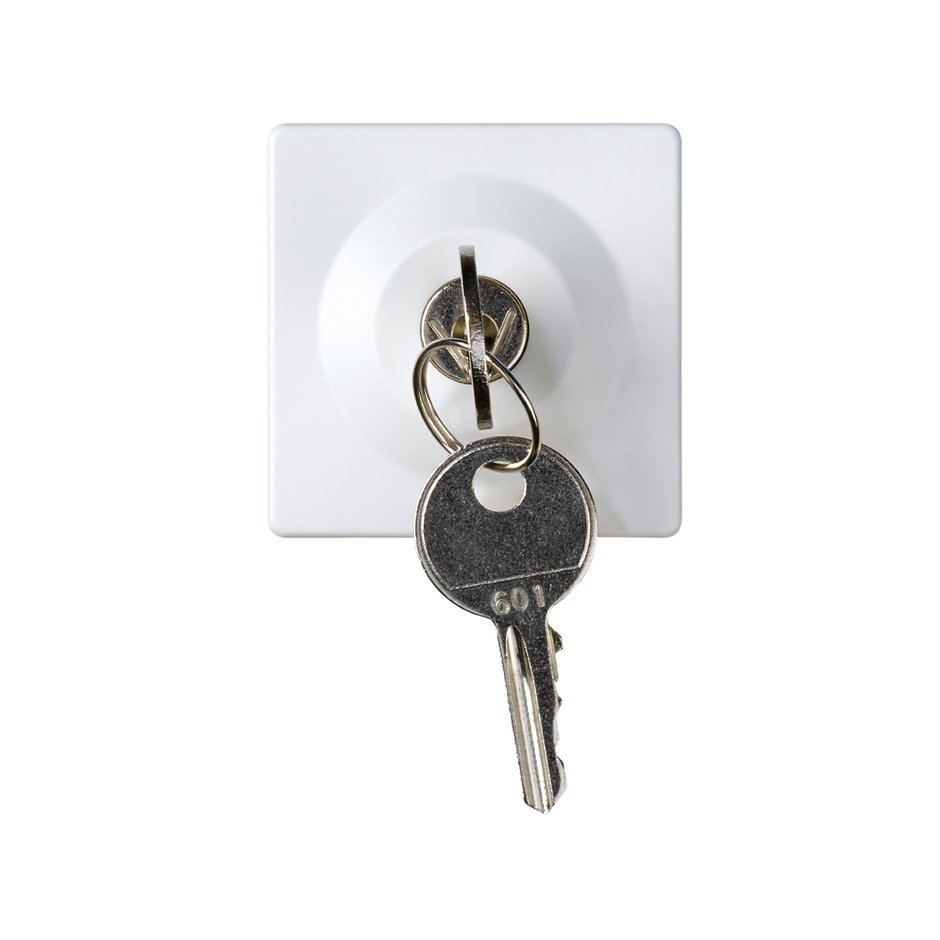 2-way switch with key 2.5A 250V~ with 3 positions (key removable in rest position) welding terminal connection white Simon 27 Play