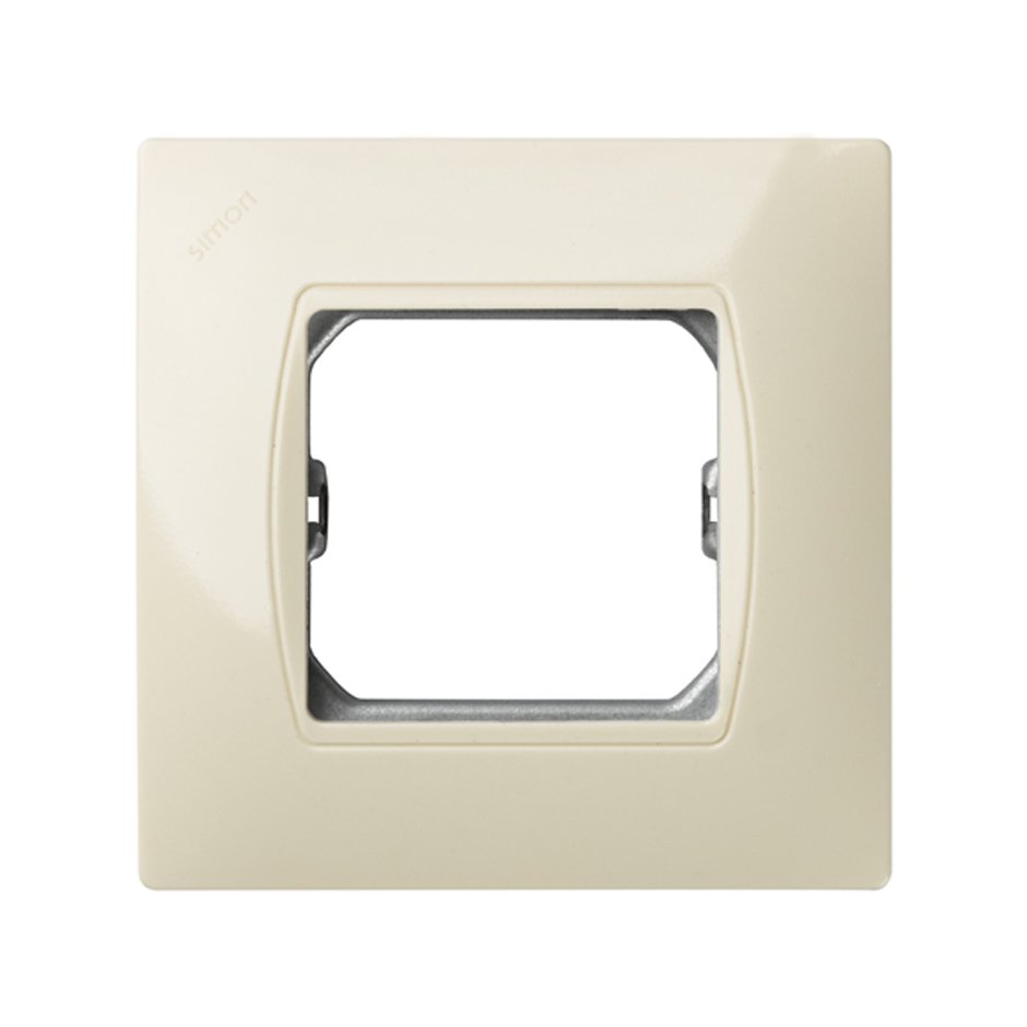 Frame with intermediate piece incorporated for 1 element without claws and with centre frame ivory Simon 27