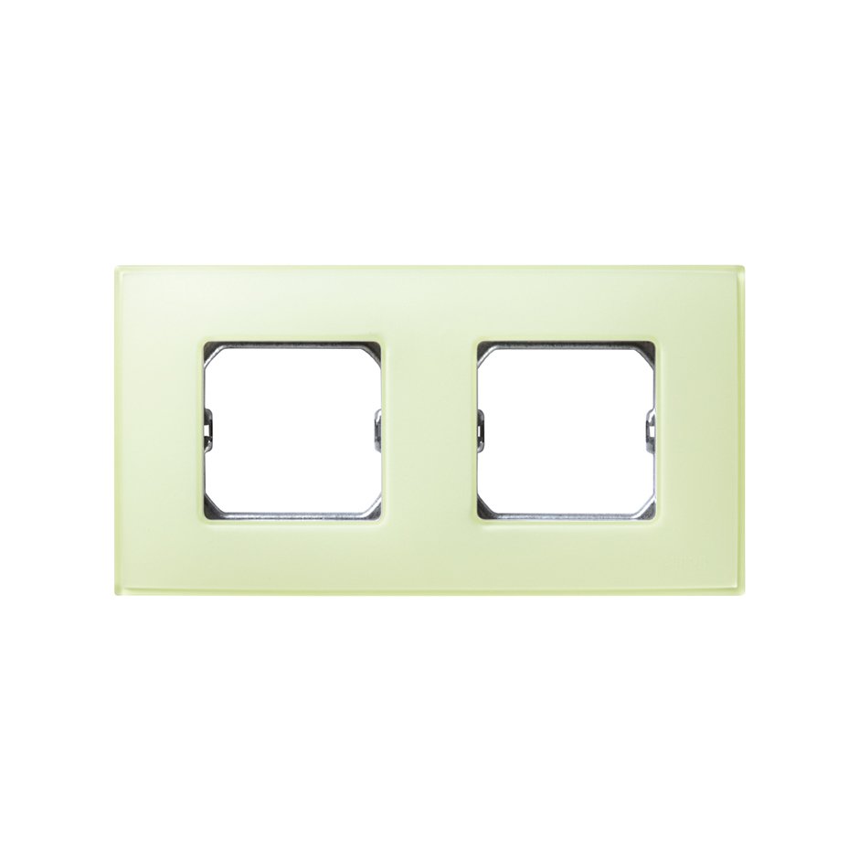 Frame for 2 elements matt yellow without claws and with frame holder Simon 27 Neos