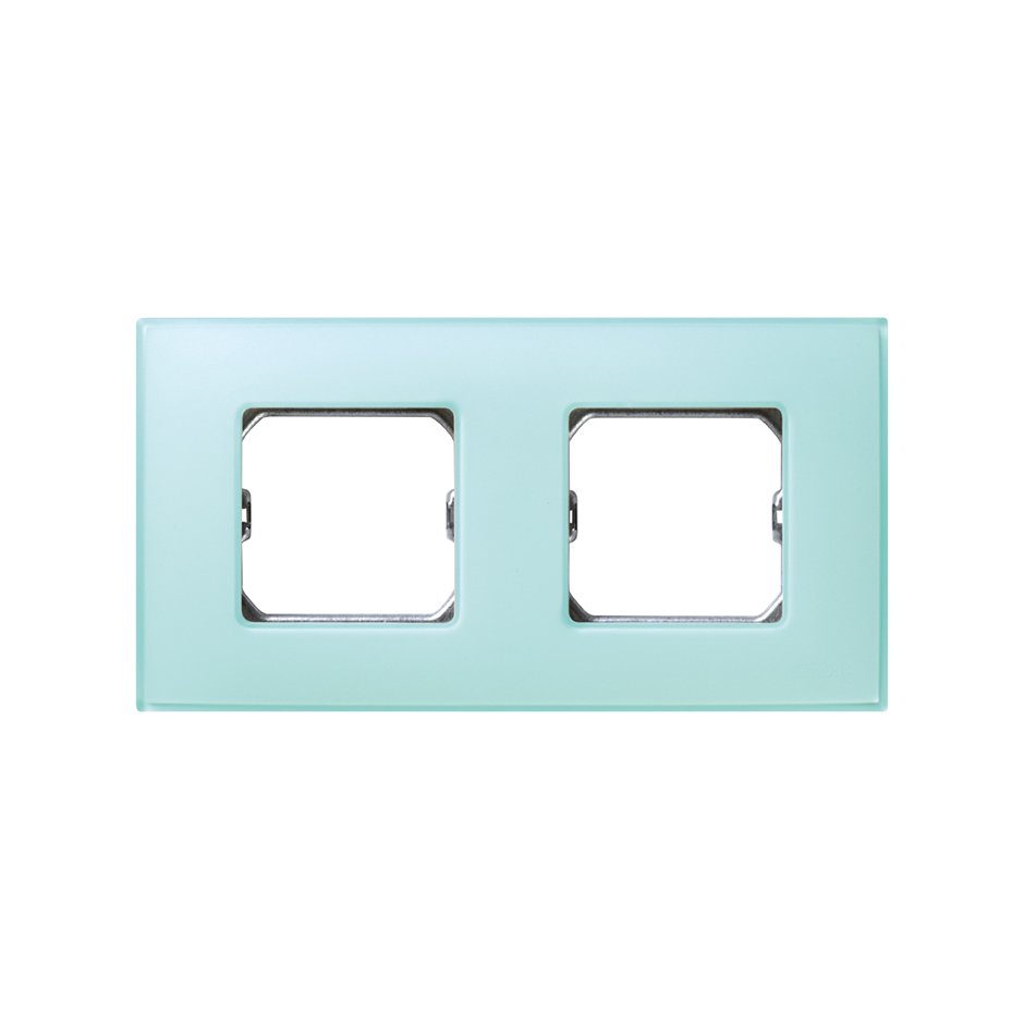 Frame for 2 elements matt green without claws and with frame holder Simon 27 Neos