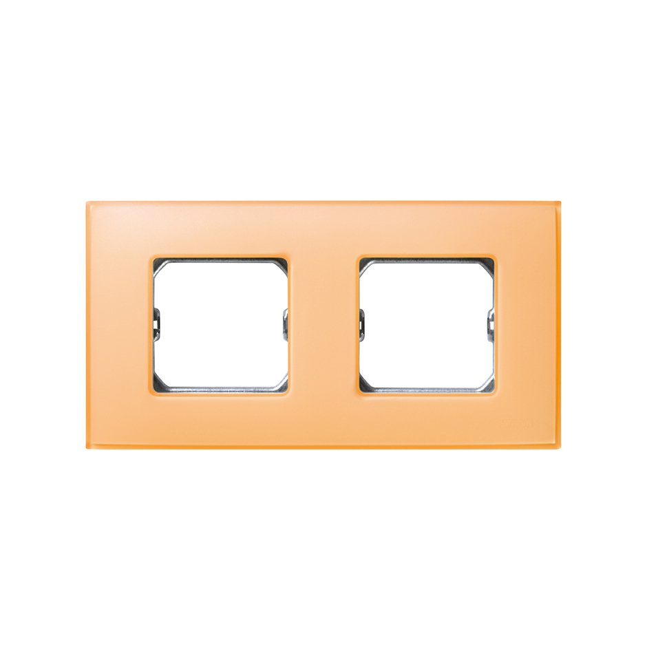 Frame for 2 elements matt salmon without claws and with frame holder Simon 27 Neos
