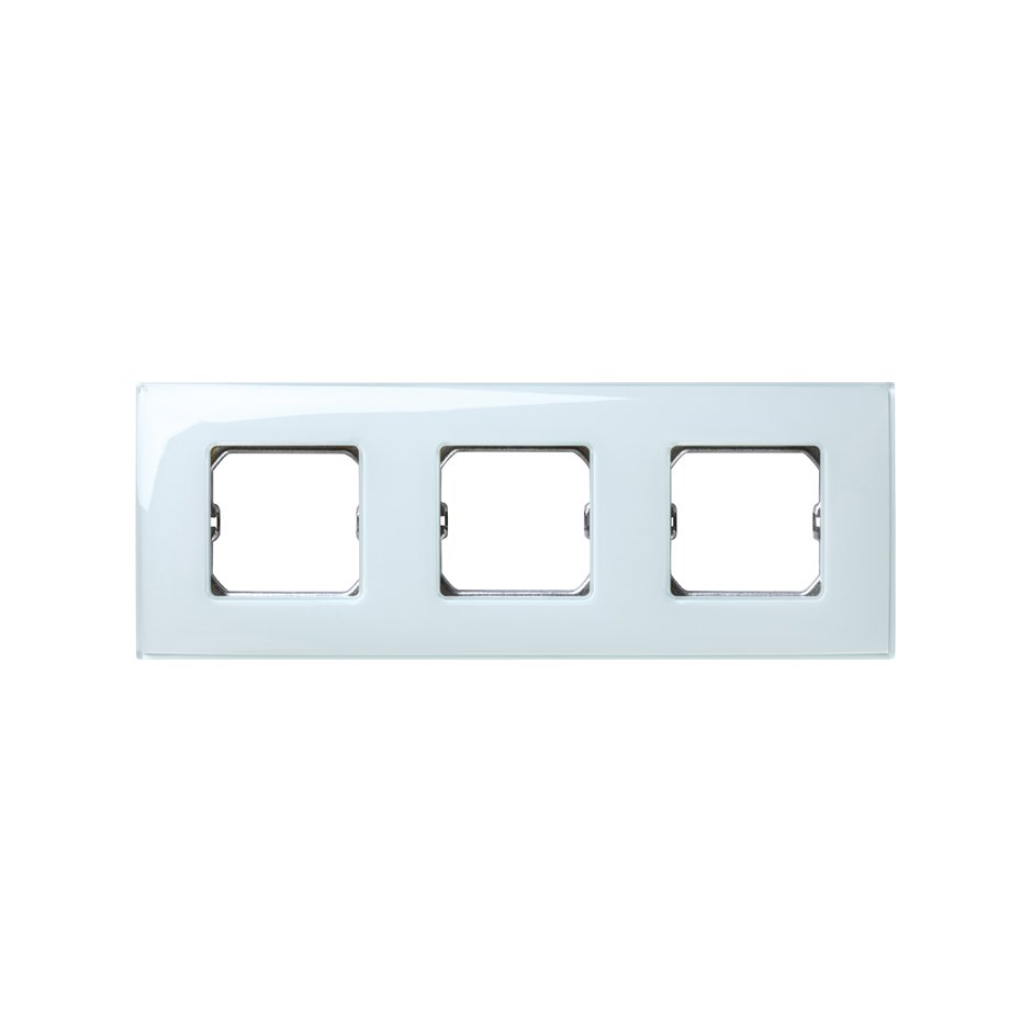 Frame for 3 elements gloss green without claws and with frame holder Simon 27 Neos