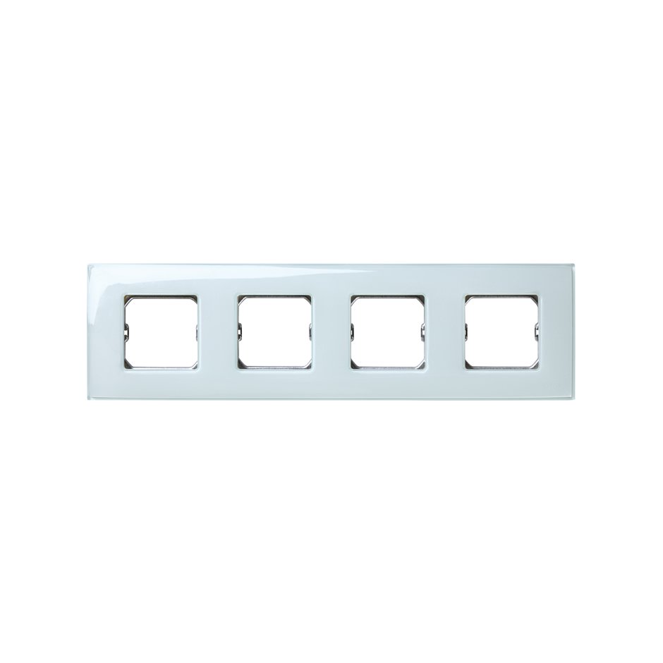 Frame for 4 elements gloss green without claws and with frame holder Simon 27 Neos