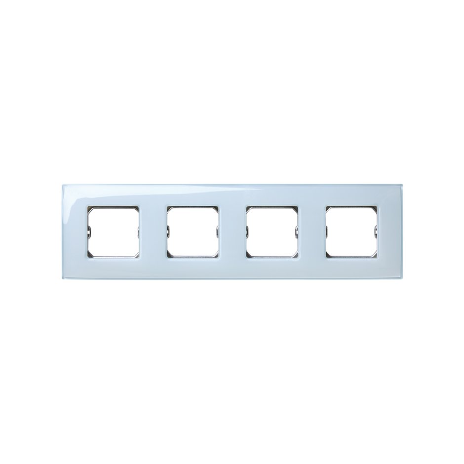 Frame for 4 elements gloss blue without claws and with frame holder Simon 27 Neos