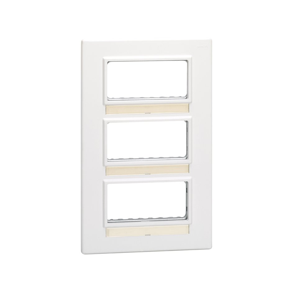 Frame for surface or flush mount boxes with centre frame with 3 rows for 6 elements white Simon 27 Centralisations