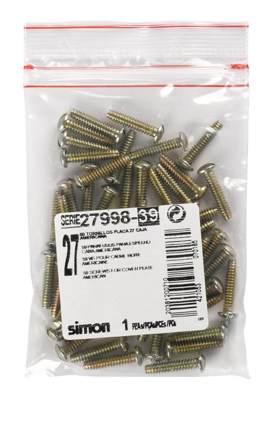 Sac de 50 vis pour la fixation de la plaque américaine dans la boîte d'encastrement Simon 27 Play