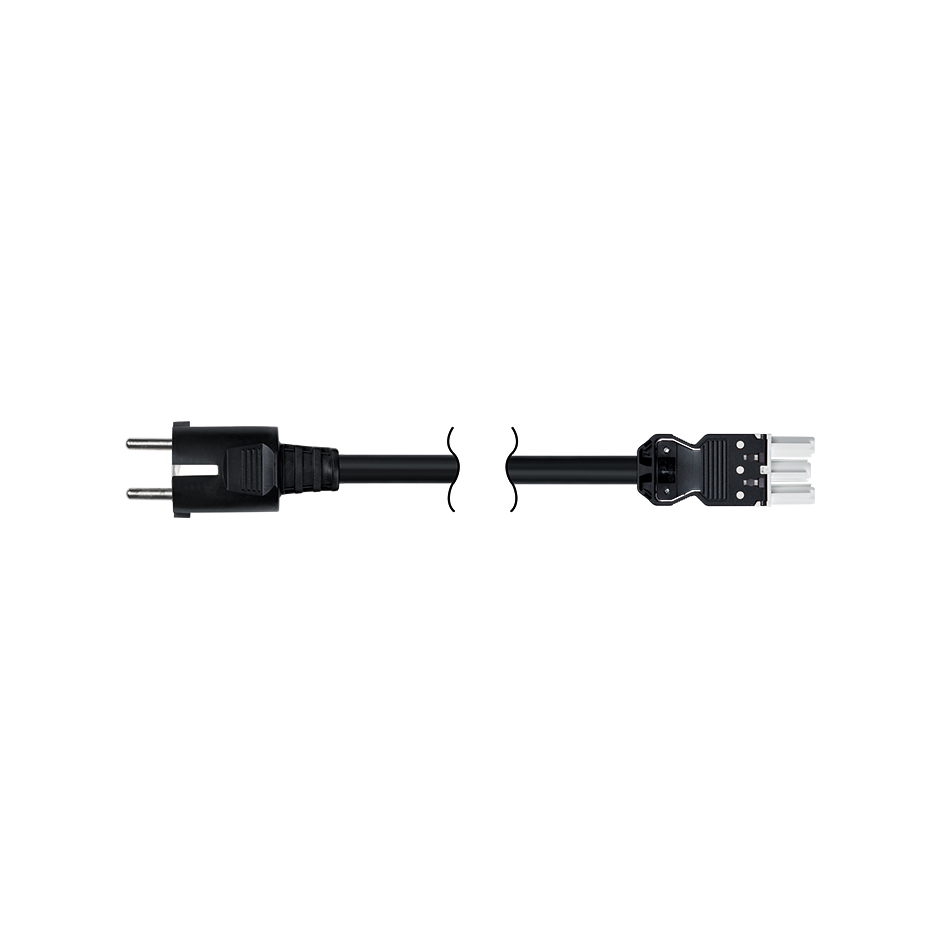 Quick connection patch cord female-Schuko 3-pole 2 meters long in PVC with cross-section of 3 x 1.5mm² white