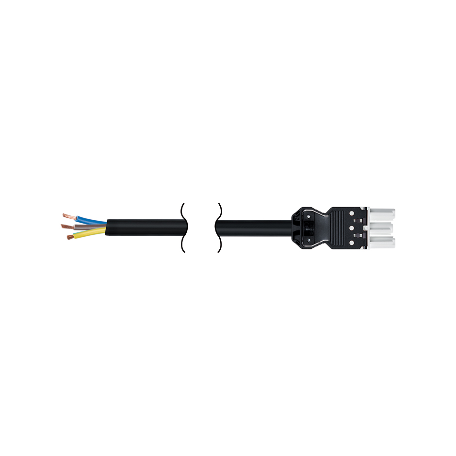 Quick connection patch cord female-free end RZ - 0.6 kV 3 poles with 2 meters length made of halogen-free material with 3 x 2.5mm² section white