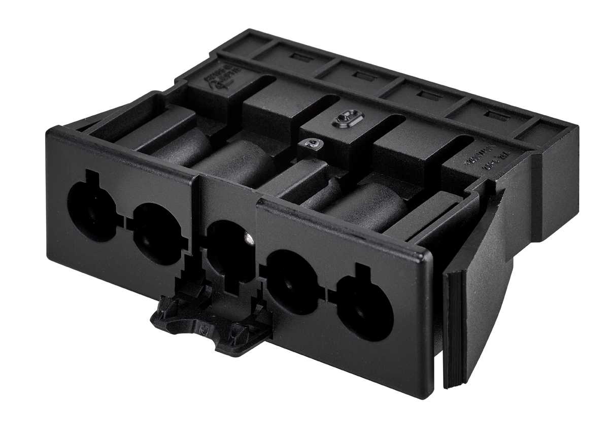 Flush-mounted quick connector "Male" with 5 poles and patch cord locking system Black Simon Electrical Wiring