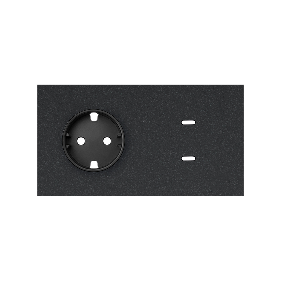 Front kit 2 el. socket + dual fast-charge USB charger Matt black Simon 100